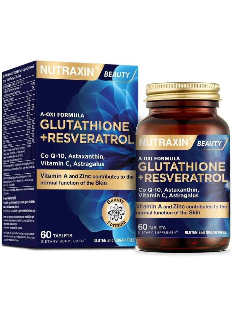 Nutraxin A-Oxi Formula Glutathione + Resveratrol Skin Whitening 60 Tablets - Image 1